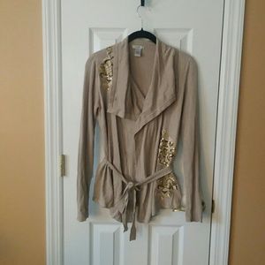 Cache Tan Silk Blend Sweater With Sequins